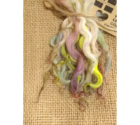 bright rainbow wavy wool locks, 10g bunches for doll hair and felting