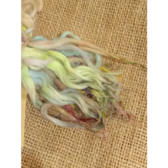 bright rainbow wavy wool locks, 10g bunches for doll hair and felting