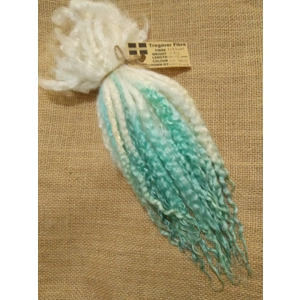Ice sprite blue/green/aqua and natural mix Masham Curly wool Locks, approx 10-13