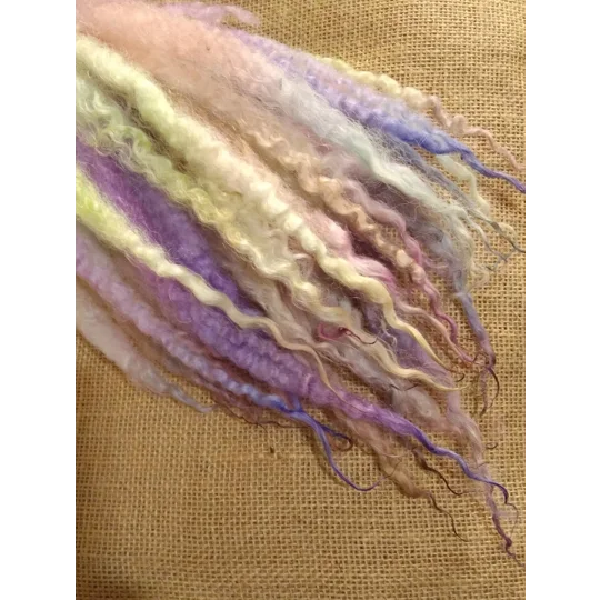 Unicorn Fluff, Rainbow mix Masham wool Locks, approx 8-13", various weights