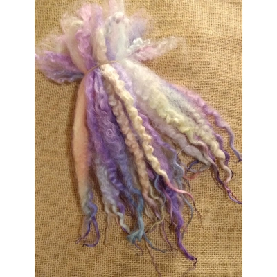 Unicorn Fluff, Rainbow mix Masham  wool Locks, approx 8-13", various weights