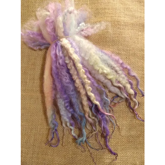 Unicorn Fluff, Rainbow mix Masham wool Locks, approx 8-13", various weights