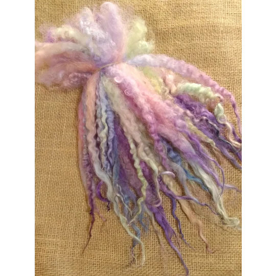 Unicorn Fluff, Rainbow mix Masham wool Locks, approx 8-13", various weights