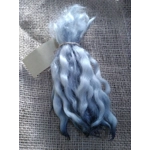 Wavy mini wool locks, hand washed hand dyed in silvery blue, 6 approx length", 10g, White Faced Dart