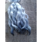 Wavy mini wool locks, hand washed hand dyed in silvery blue, 6 approx length", 10g, White Faced Dart