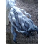 Wavy mini wool locks, hand washed hand dyed in silvery blue, 6 approx length", 10g, White Faced Dart