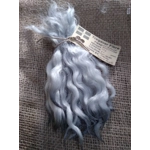 Wavy mini wool locks, hand dyed in light silver & charcoal, 6 approx length", 10g, White Faced Dart