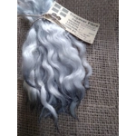 Wavy mini wool locks, hand dyed in light silver & charcoal, 6 approx length", 10g, White Faced Dart