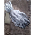 Wavy mini wool locks, hand dyed in light silver & charcoal, 6 approx length", 10g, White Faced Dart