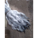 Wavy mini wool locks, hand dyed in light silver & charcoal, 6 approx length", 10g, White Faced Dart