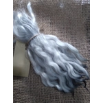 Wavy mini wool locks, hand dyed in light silver & charcoal, 6 approx length", 10g, White Faced Dart