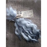 Wavy mini wool locks, hand dyed in light silver & charcoal, 6 approx length", 10g, White Faced Dart