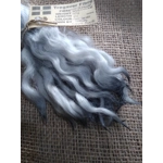Wavy mini wool locks, hand dyed in light silver & charcoal, 6 approx length", 10g, White Faced Dart