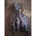 Wavy mini wool locks, hand dyed in dark silver & charcoal, 6 approx length", 10g, White Faced Dart