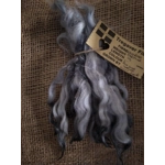 Wavy mini wool locks, hand dyed in dark silver & charcoal, 6 approx length", 10g, White Faced Dart