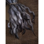Wavy mini wool locks, hand dyed in dark silver & charcoal, 6 approx length", 10g, White Faced Dart