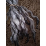 Wavy mini wool locks, hand dyed in dark silver & charcoal, 6 approx length", 10g, White Faced Dart