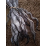 Wavy mini wool locks, hand dyed in dark silver & charcoal, 6 approx length", 10g, White Faced Dart