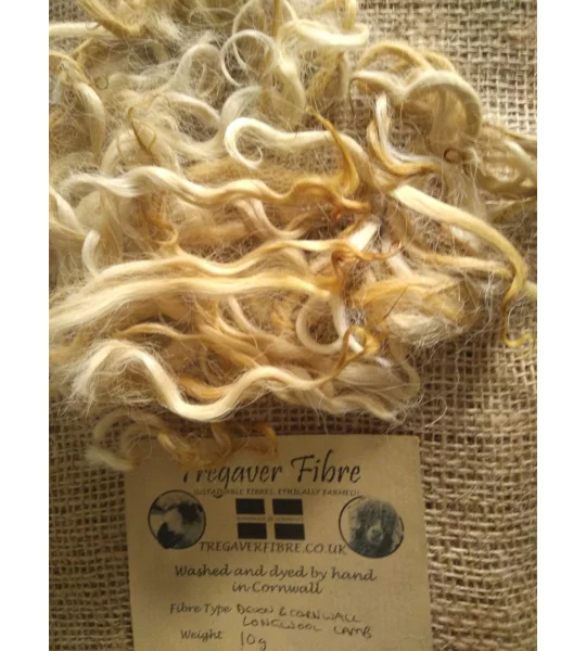 Honey Mix curly wool and locks, 10g Devon and Cornwall Longwool