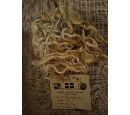 Honey Mix curly wool and locks, 10g Devon and Cornwall Longwool