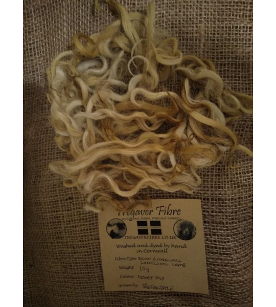 Honey Mix curly wool and locks, 10g Devon and Cornwall Longwool