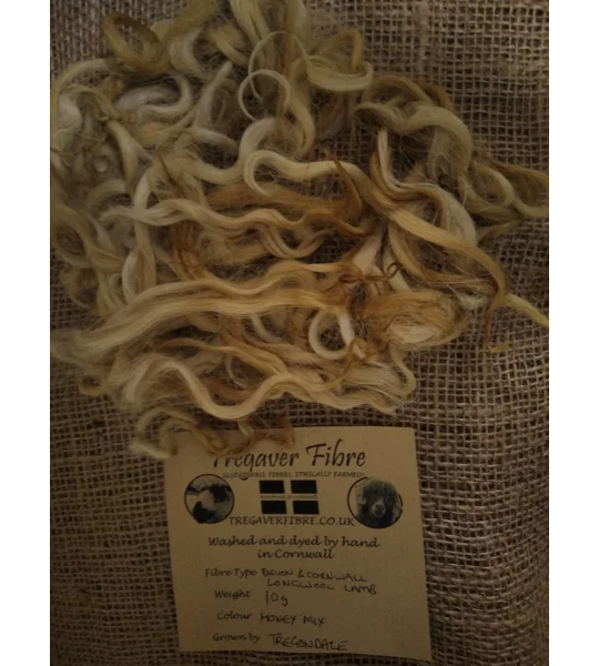 Honey Mix curly wool and locks, 10g Devon and Cornwall Longwool