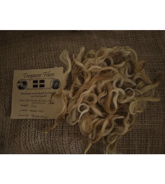 Honey Mix curly wool and locks, 10g Devon and Cornwall Longwool