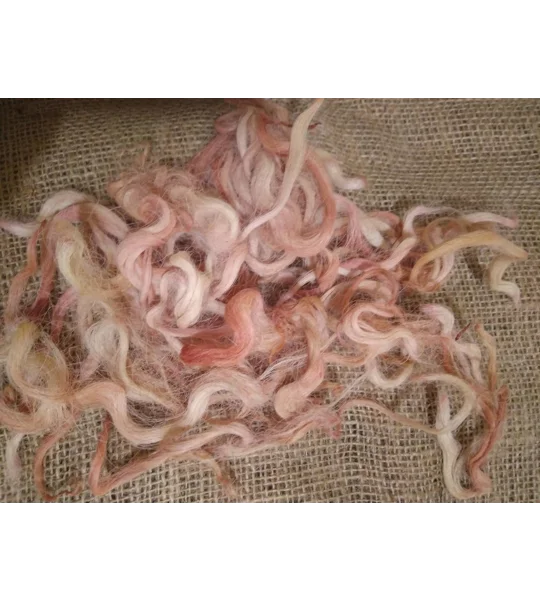 Ginger and Pink Mix curly wool and locks, 10g Devon and Cornwall Longwool
