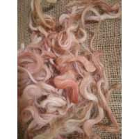 Ginger and Pink  Mix  curly wool and locks, 10g Devon and Cornwall Longwool
