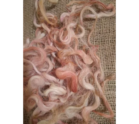 Ginger and Pink Mix curly wool and locks, 10g Devon and Cornwall Longwool