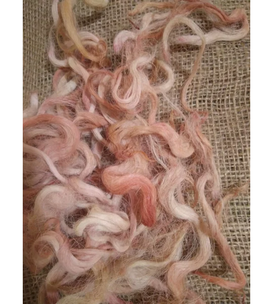 Ginger and Pink Mix curly wool and locks, 10g Devon and Cornwall Longwool