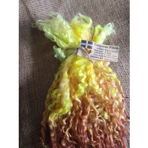 Bright flame teeswater curly wool locks, 28g 14g 7g (v)