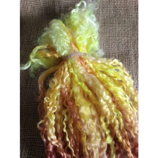 Bright flame teeswater curly wool locks, 28g 14g 7g (v)