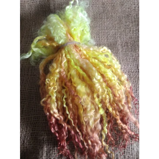 Bright flame teeswater curly wool locks, 28g 14g 7g (v)