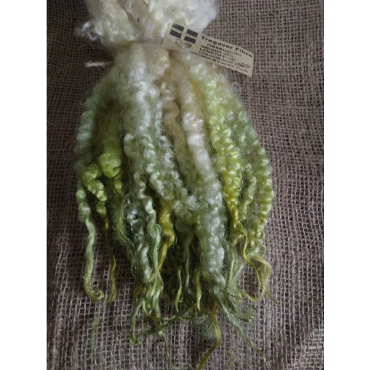 Blonde with bright green dip mix Masham wool Locks, approx 8-13", various weights