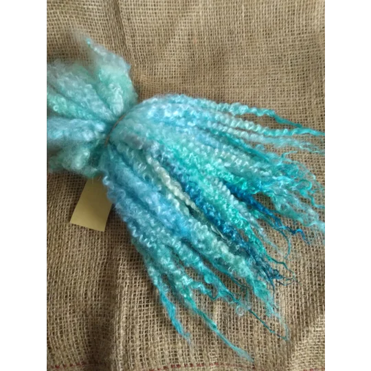 Teal and blue dream dip mix Masham wool Locks, approx 8-13", various weights