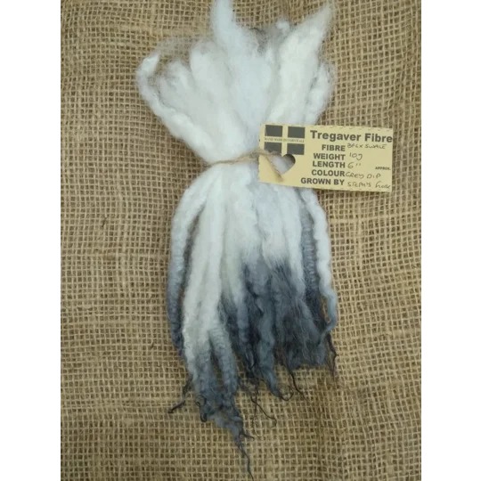 Blue Faced Leicester x Swaledale locks, hand dyed in a grey dip, 10g