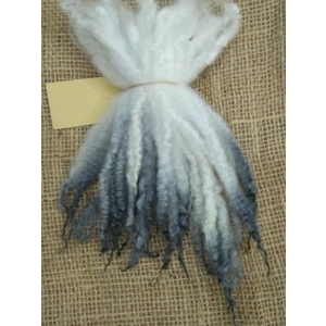Blue Faced Leicester  x Swaledale locks, hand dyed in a grey dip, 10g