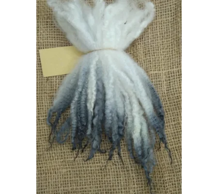 Blue Faced Leicester x Swaledale locks, hand dyed in a grey dip, 10g