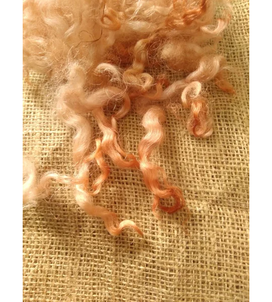 Pale Ginger loose curly wool and locks, 10g, curly wool