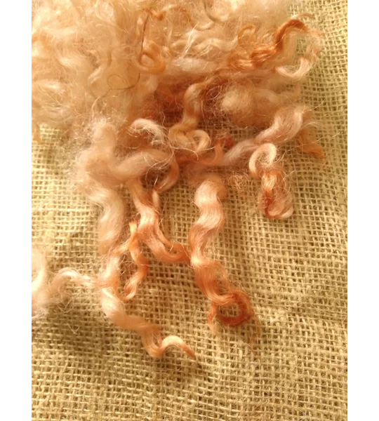 Pale Ginger loose curly wool and locks, 10g, curly wool