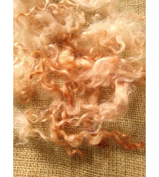 Pale Ginger loose curly wool and locks, 10g, curly wool