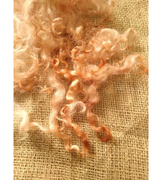 Pale Ginger loose curly wool and locks, 10g, curly wool