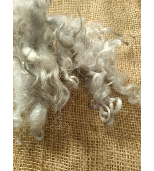 Light Silver grey loose curly wool and locks, 10g, curly wool