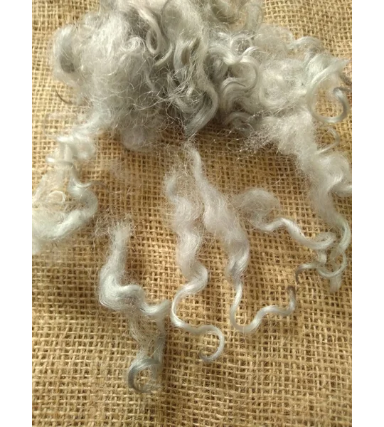 Light Silver grey loose curly wool and locks, 10g, curly wool