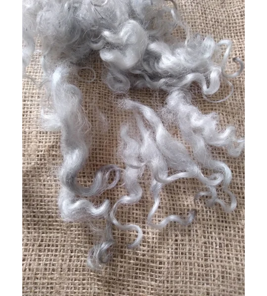 Light Silver grey loose curly wool and locks, 10g, curly wool