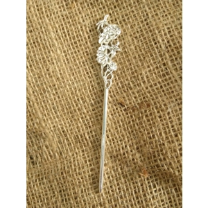 Wizard, Witch or Fairy Staff, flower top, metal, silver or gold colour , miniature prop for crafting