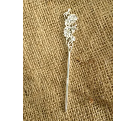 Wizard, Witch or Fairy Staff, flower top, metal, silver or gold colour , miniature prop for crafting