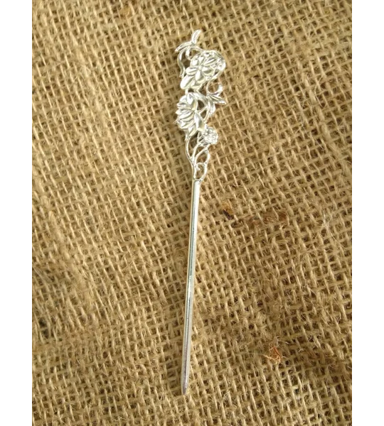 Wizard, Witch or Fairy Staff, flower top, metal, silver or gold colour , miniature prop for crafting