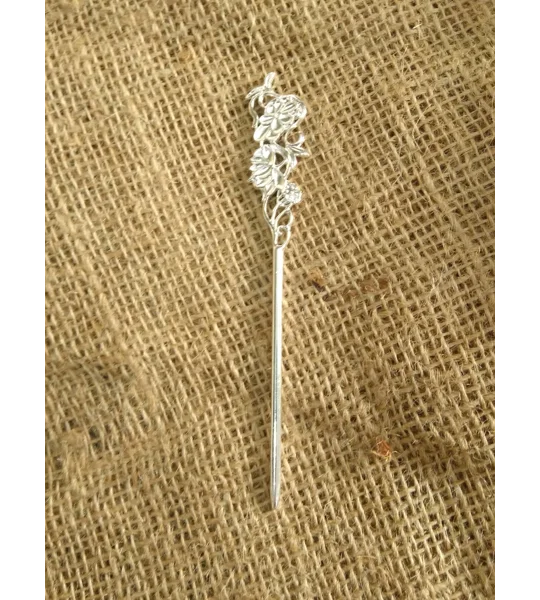 Wizard, Witch or Fairy Staff, flower top, metal, silver or gold colour , miniature prop for crafting
